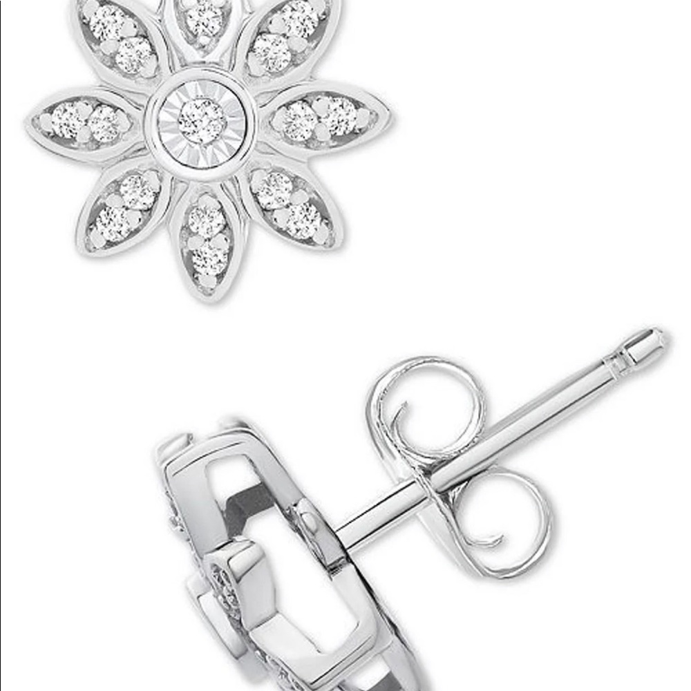 🆕 Diamond Flower Earrings - Picture 2 of 4